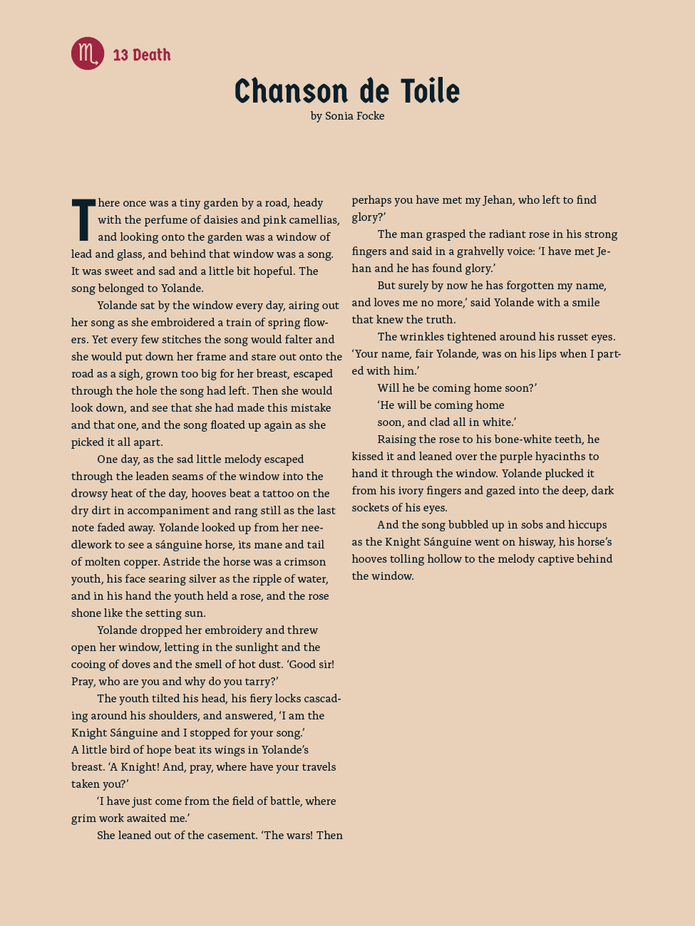 13 Death - Chanson-de-Toile - Sonia Focke